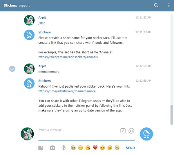 Custom Stickers bot Telegram