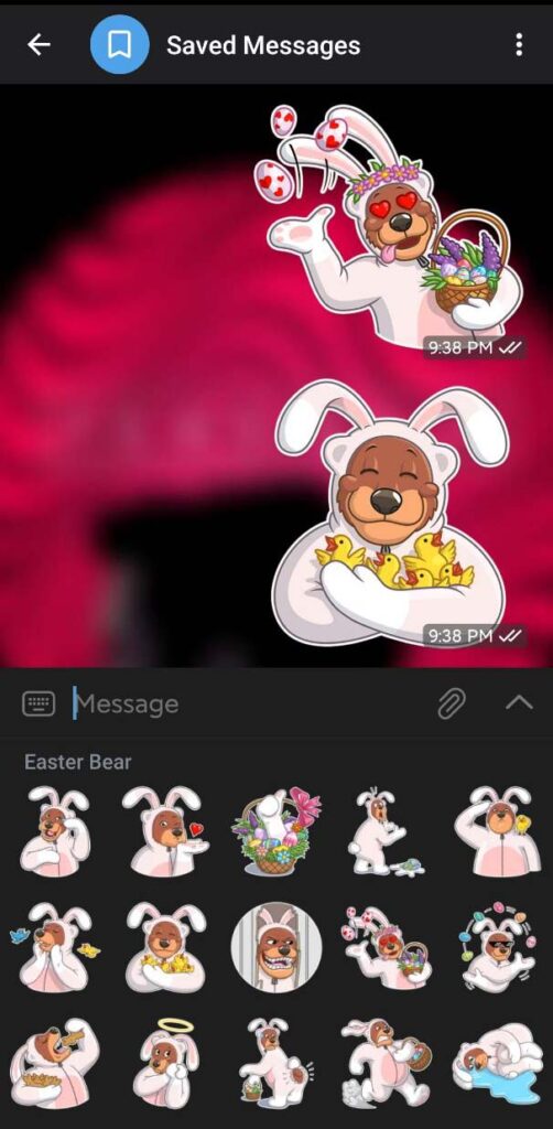easter bear stickers chat send